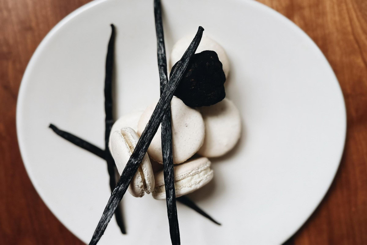 Vanilla and Black Truffle Macarons by Maya Okada-Erickson | Pastry Arts
